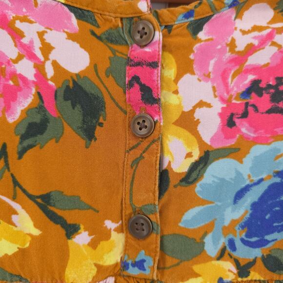 Old Navy 4T Vintage Floral Mustard Yellow 2 Pockets 1/2 Button Down Long Sleeve - Picture 6 of 12